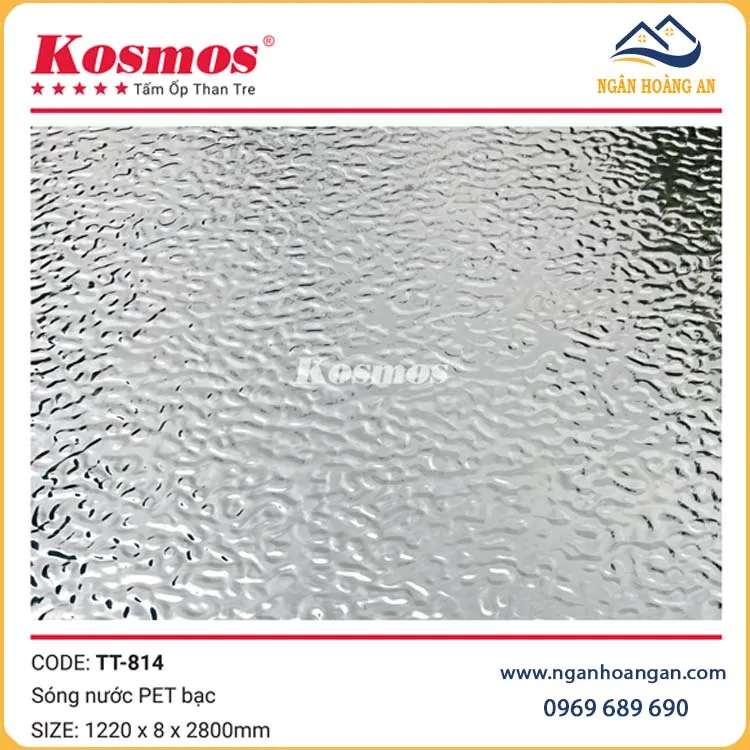 Tấm Ốp Than Tre Sóng Nước PET Bạc Kosmos TT-814