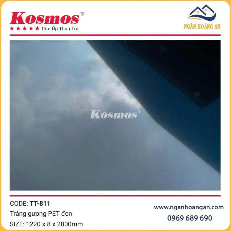Tấm Ốp Than Tre Tráng Gương PET Đen Kosmos TT-811