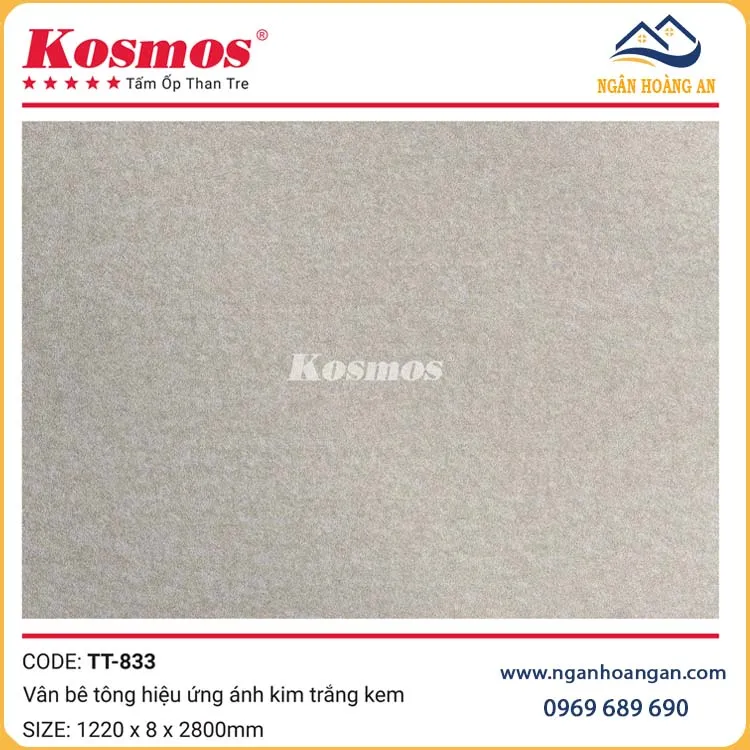 Tấm Ốp Than Tre Vân Bê Tông Hiệu Ứng Ánh Kim Trắng Đen Kosmos TT-833