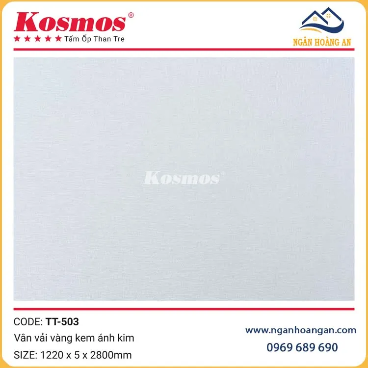 Tấm Ốp Than Tre Vân Vải Vàng Kem Ánh Kim Kosmos TT-503 Dày 5mm