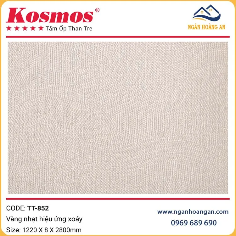 Tấm Ốp Than Tre Vàng Nhạt Hiệu Ứng Xoáy Kosmos TT-852 Tấm Ốp Than Tre Vàng Nhạt Hiệu Ứng Xoáy Kosmos TT-852