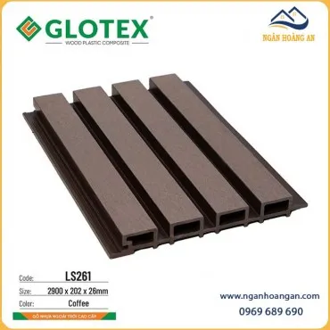 Ốp Trần Lam Sóng Gỗ Nhựa Ngoài Trời Glotex Coffee LS261