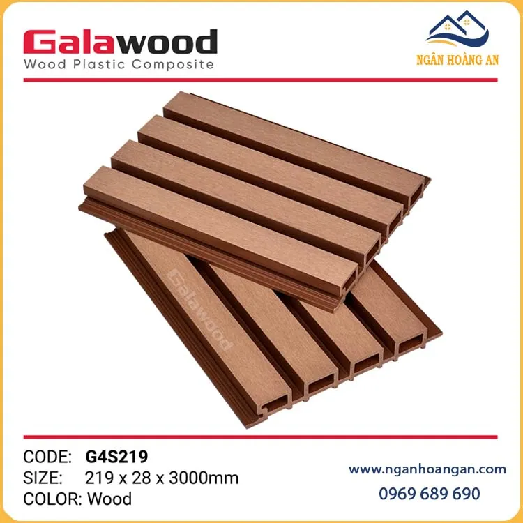 Ốp Trần Lam Sóng Gỗ Nhựa Ngoài Trời Galawood G4S219 Wood
