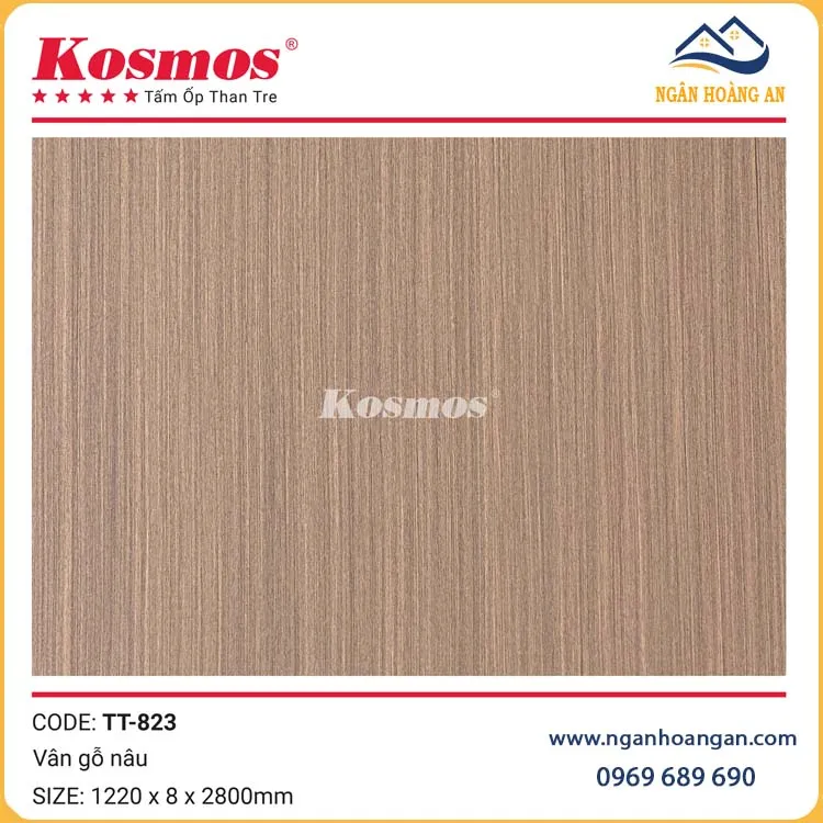 Ốp Tường Tấm Ốp Than Tre Vân Gỗ Nâu Kosmos TT-823 Ốp Tường Tấm Ốp Than Tre Vân Gỗ Nâu Kosmos TT-823