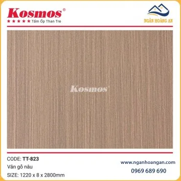 Ốp Tường Tấm Ốp Than Tre Vân Gỗ Nâu Kosmos TT-823