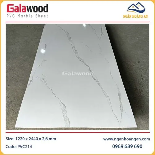 Tấm Ốp PVC Giả Đá Galawood PVC214 Màu Trắng Vân Mây