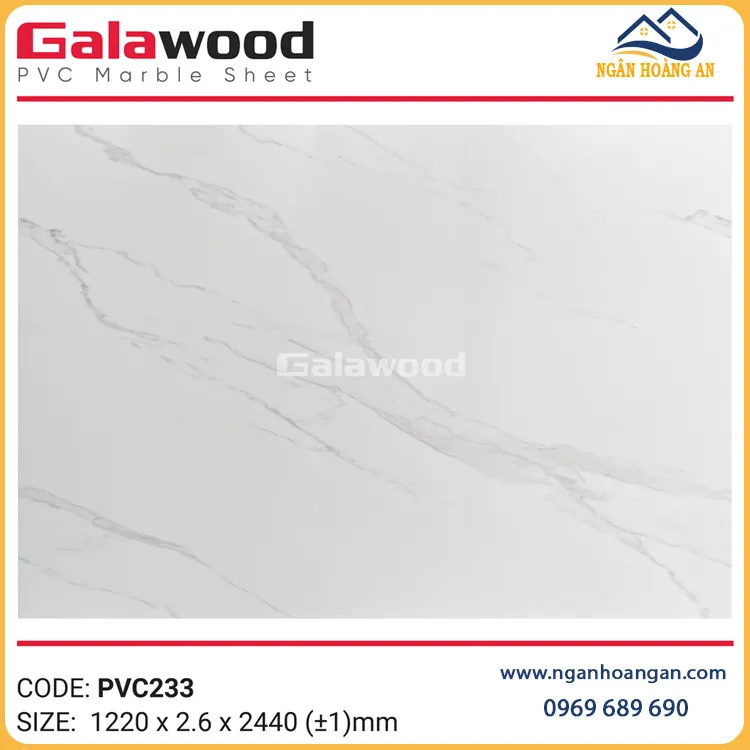 Ốp Tường PVC Giả Đá Galawood PVC233 Màu Trắng Vân Mây