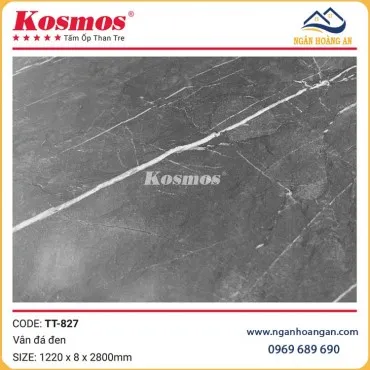 Tấm Ốp Đa Năng Sợi Than Tre Kosmos TT-827 Vân Đá Đen