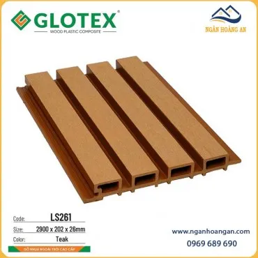 Ốp Tường Lam Sóng Gỗ Nhựa Ngoài Trời Teak LS261 Glotex