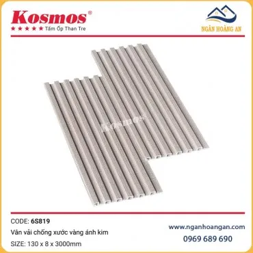 Tấm Ốp Lam Sóng Than Tre Kosmos 6S819 Vân Vải Vàng Ánh Kim