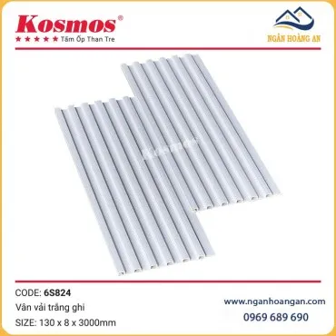Tấm Ốp Lam Sóng Than Tre Vân Vải Trắng Ghi Kosmos 6S824