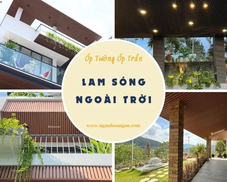 Ốp Tường Ốp Trần Lam Sóng Gỗ Nhựa Ngoài Trời 