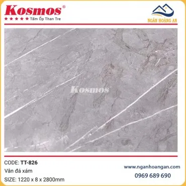 Tấm Ốp Sợi Than Tre Kosmos TT-826 Vân Đá Xám