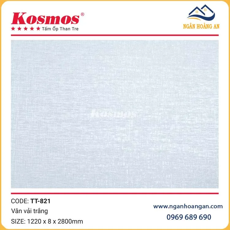 Tấm Ốp Tường Sợi Than Tre Kosmos Vân Vải Trắng TT-821