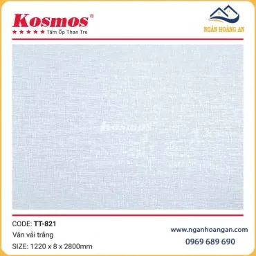 Tấm Ốp Tường Sợi Than Tre Kosmos Vân Vải Trắng TT-821