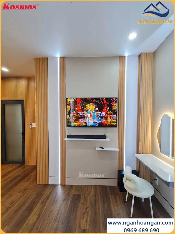 Ốp Tường Tấm Ốp Than Tre Vân Vải Trắng Ghi Kosmos TT-824