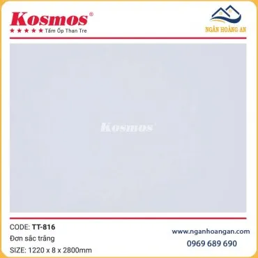 Tấm Ốp Tường Than Tre Đơn Sắc Trắng Kosmos TT-816