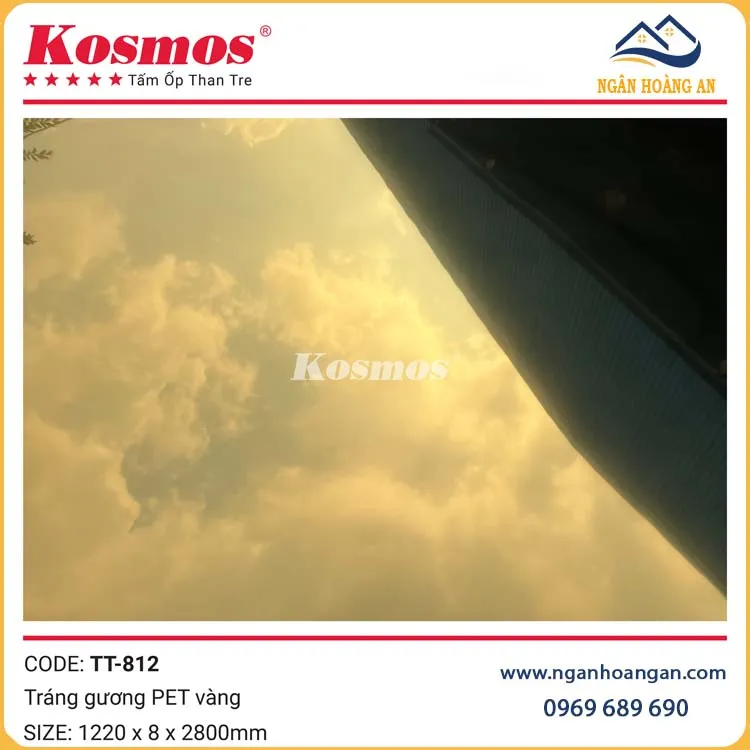 Tấm Ốp Tường Than Tre Kosmos TT-812 Tráng Gương PET Vàng