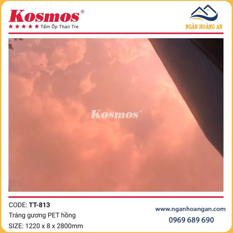  Ốp Tường Tấm Ốp Than Tre Kosmos TT-813 Tráng Gương PET Hồng