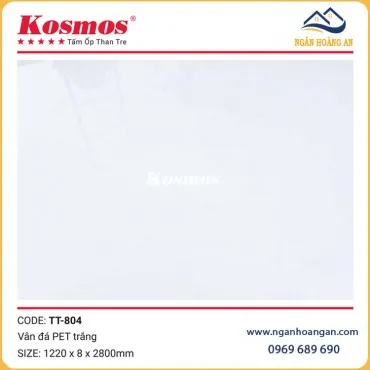  Tấm Ốp Than Tre Kosmos Vân Đá PET Trắng TT-804