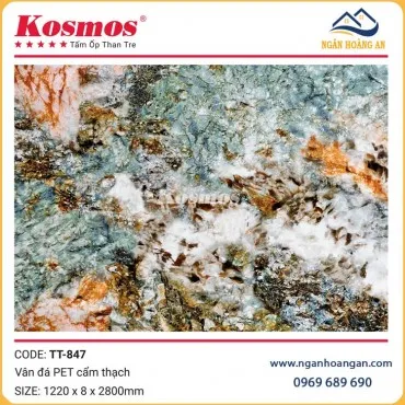 Tấm Ốp Than Tre Vân Đá PET Cẩm Thạch Kosmos TT-847