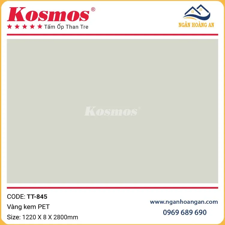 Tấm Ốp Than Tre Vàng Kem PET Kosmos TT-845