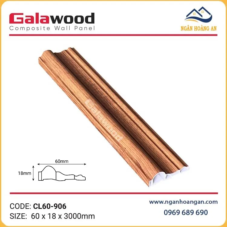 Phào Chỉ Lệch Trang Trí Galawood CL60-906 Giả Vân Gỗ