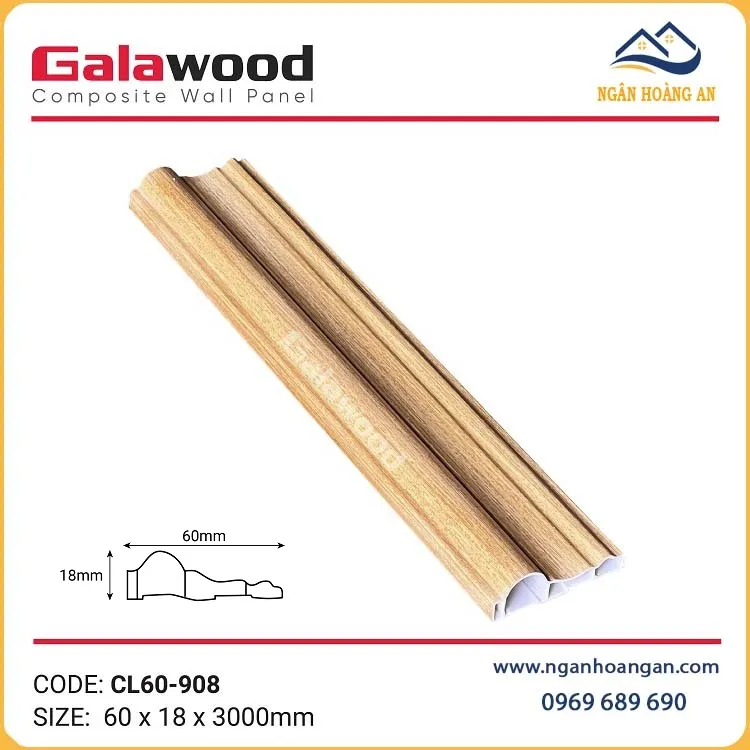 Phào Chỉ Lệch Trang Trí Galawood CL60-908 Giả Vân Gỗ