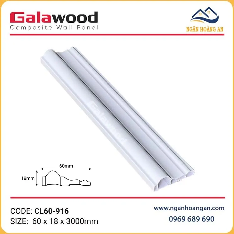 Phào Chỉ Lệch Trang Trí Galawood CL60-916 Màu Trắng Trơn