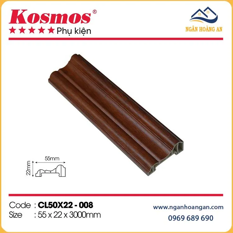 Phào Chỉ Lệch Trang Trí Kosmos CL50x22-008 Giả Vân Gỗ