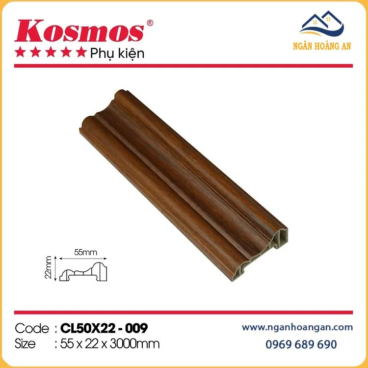 Phào Chỉ Lệch Trang Trí Kosmos CL50x22-009 Giả Vân Gỗ Phào Chỉ Lệch Trang Trí Kosmos CL50x22-009 Giả Vân Gỗ