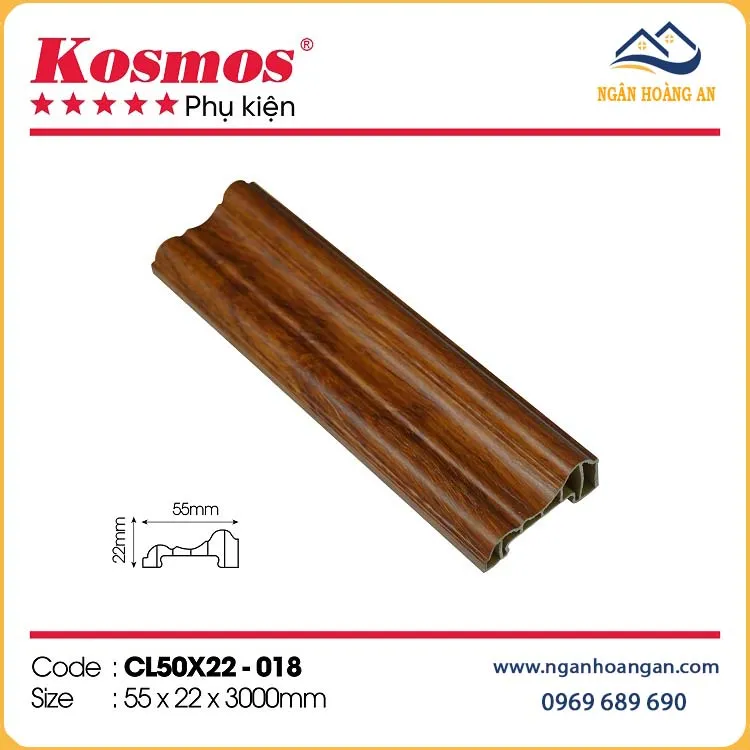 Phào Chỉ Lệch Trang Trí Kosmos CL50x22-018 Giả Vân Gỗ