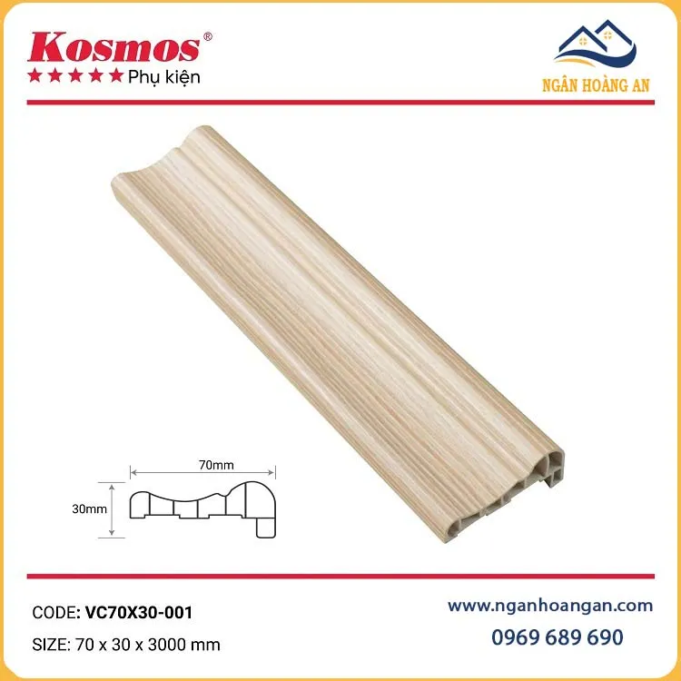 Phào Chỉ Lệch Trang Trí Kosmos VC70X30-001 Giả Gỗ