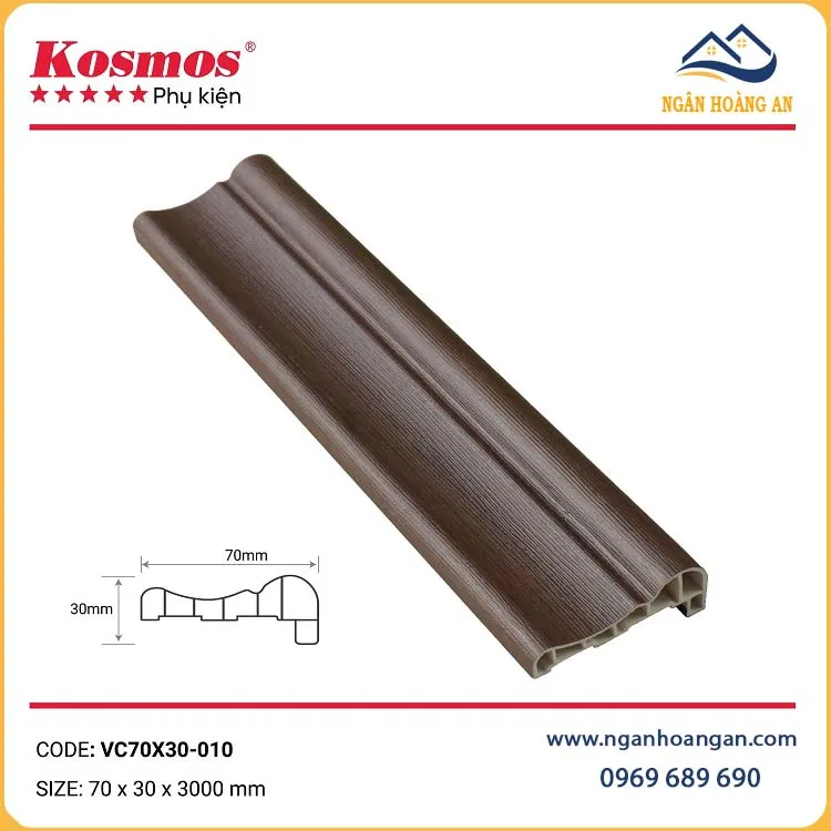 Phào Chỉ Lệch Trang Trí Kosmos VC70X30-010 Giả Vân Gỗ