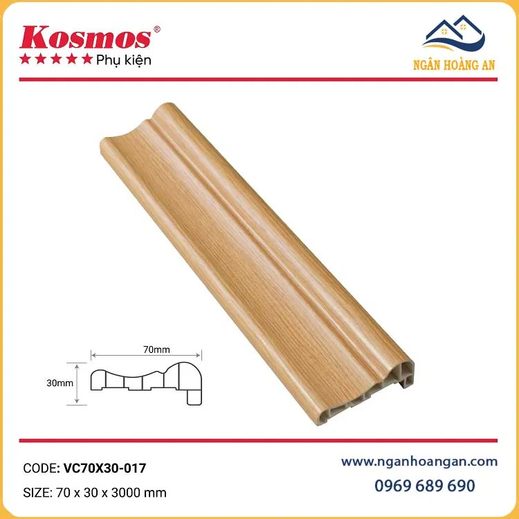 Phào Chỉ Lệch Trang Trí Kosmos VC70X30-017 Giả Vân Gỗ