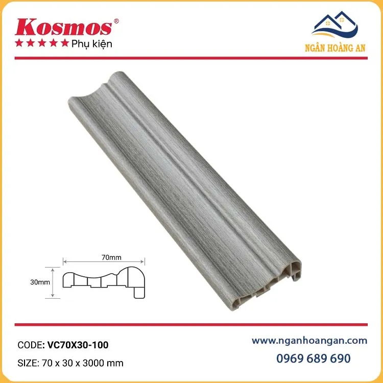 Phào Chỉ Lệch Trang Trí Kosmos VC70X30-100 Giả Vân Gỗ