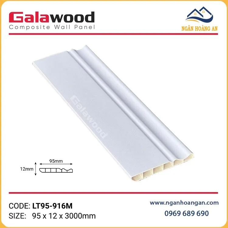 Phào Chỉ Len Chân Tường Galawood LT95-916M Màu Trắng Trơn