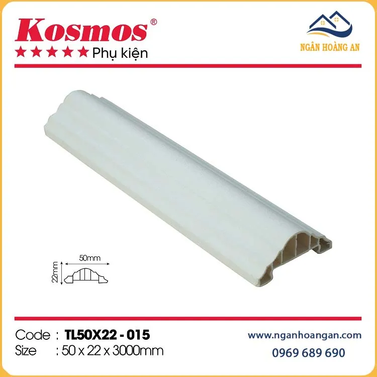 Phào Chỉ Lưng Tường Trần Kosmos TL50x22-015 Màu Trắng Trơn