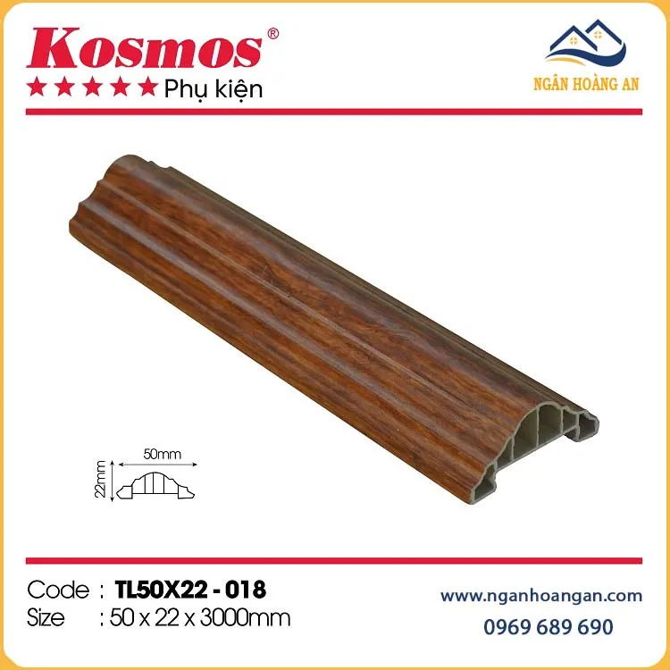 Phào Chỉ Lưng Tường Trần Kosmos TL50x22-018 Giả Vân Gỗ