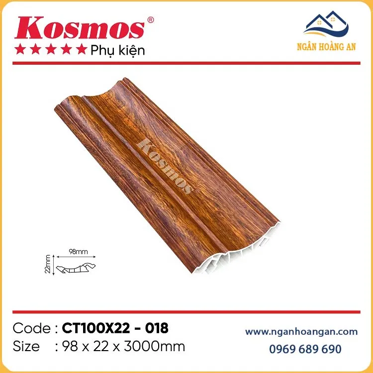 Phào Cổ Trần Nhựa Giả Gỗ Kosmos CT100x22-018