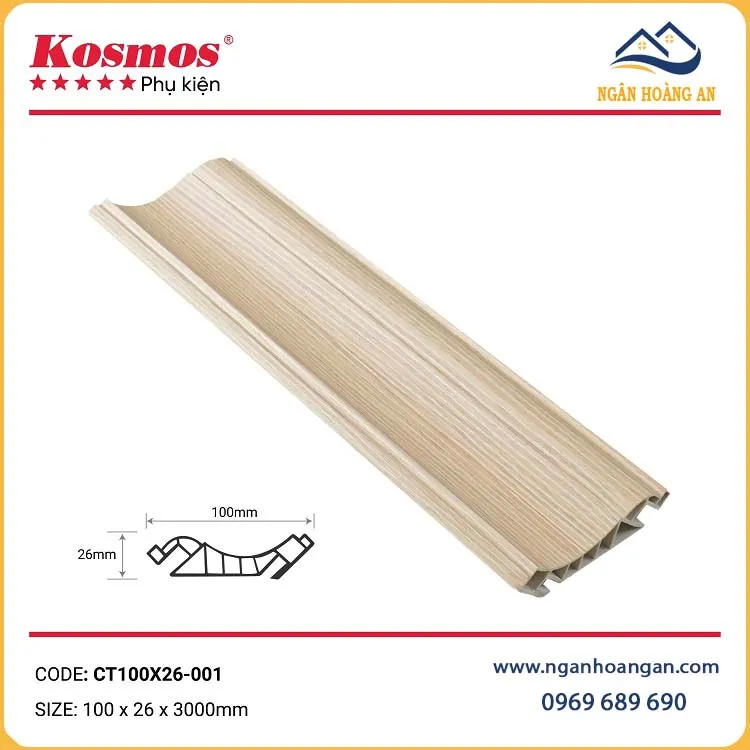 Phào Cổ Trần Nhựa Giả Gỗ Kosmos CT100x26-001 Phào Cổ Trần Nhựa Giả Gỗ Kosmos CT100x26-001