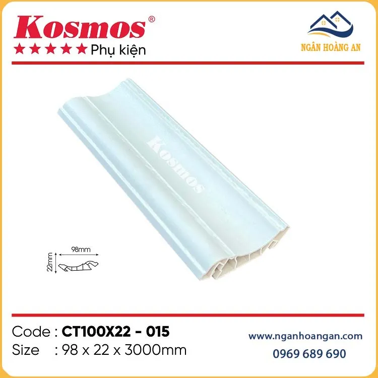 Phào Cổ Trần Nhựa Màu Trắng Trơn Kosmos CT100x22-015