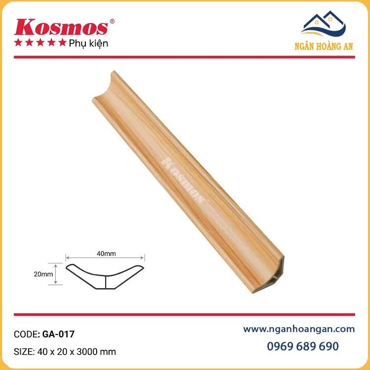 Phào Góc Âm Nhựa Giả Gỗ Kosmos GA-017