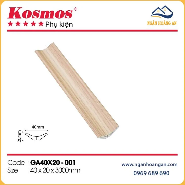 Phào Góc Âm Nhựa Giả Gỗ Kosmos GA40X20-001