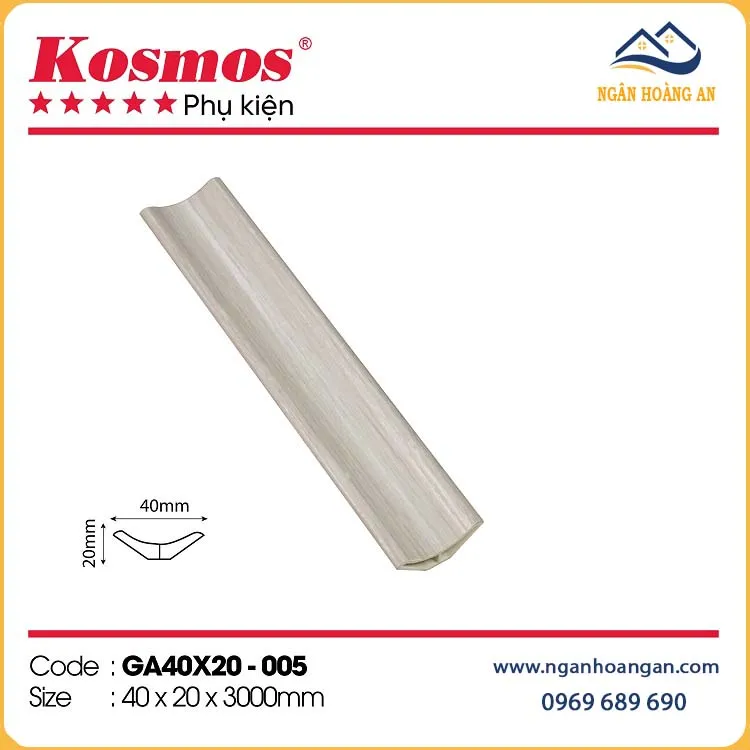 Phào Góc Âm Nhựa Giả Gỗ Kosmos GA40X20-005