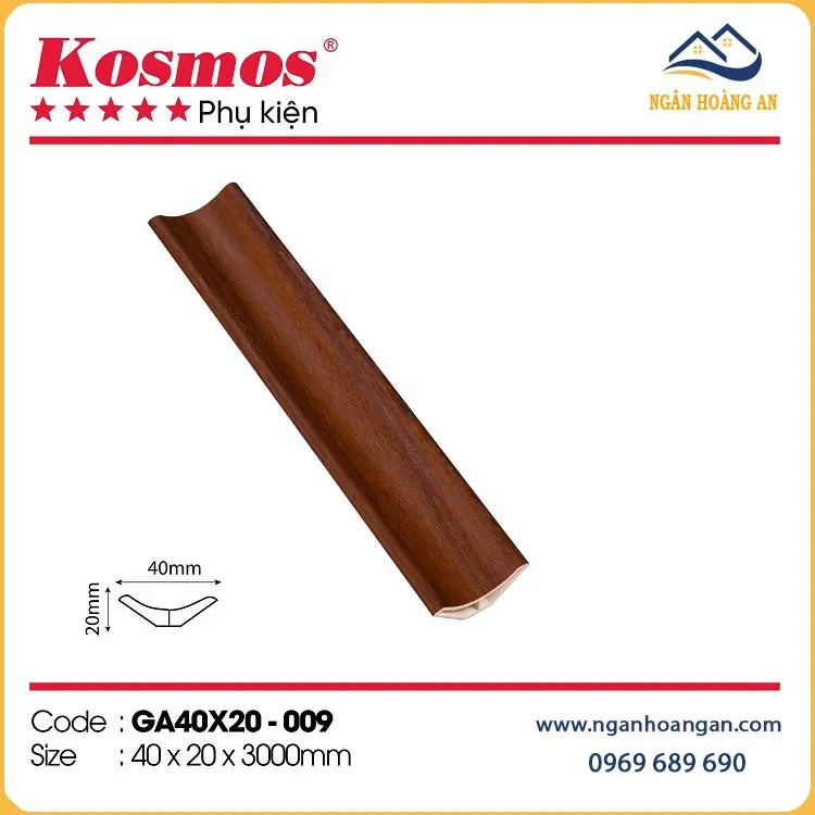 Phào Góc Âm Nhựa Giả Gỗ Kosmos GA40X20-009 Phào Góc Âm Nhựa Giả Gỗ Kosmos GA40X20-009