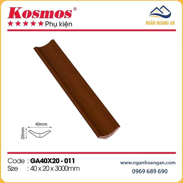 Phào Góc Âm Nhựa Giả Gỗ Kosmos GA40X20-011
