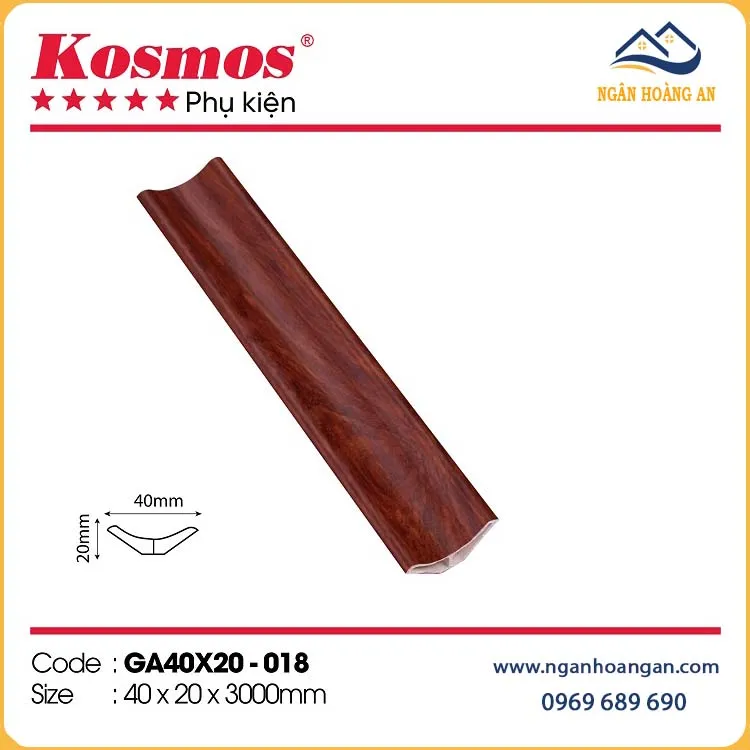 Phào Góc Âm Nhựa Giả Gỗ Kosmos GA40X20-018 Phào Góc Âm Nhựa Giả Gỗ Kosmos GA40X20-018