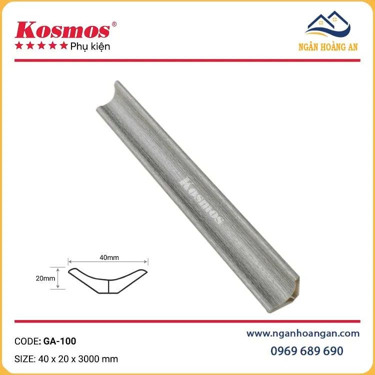 Phào Góc Âm Nhựa Giả Gỗ Màu Xám Kosmos GA-100