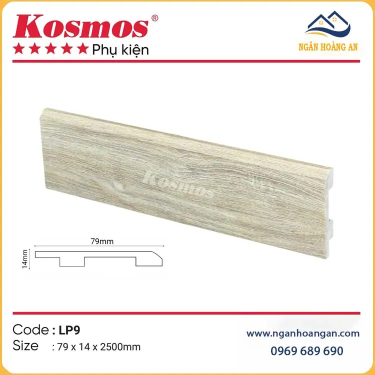 Phào Len Chân Tường Nhựa Kosmos LP9 Cao 79mm Phào Len Chân Tường Nhựa Kosmos LP9 Cao 79mm